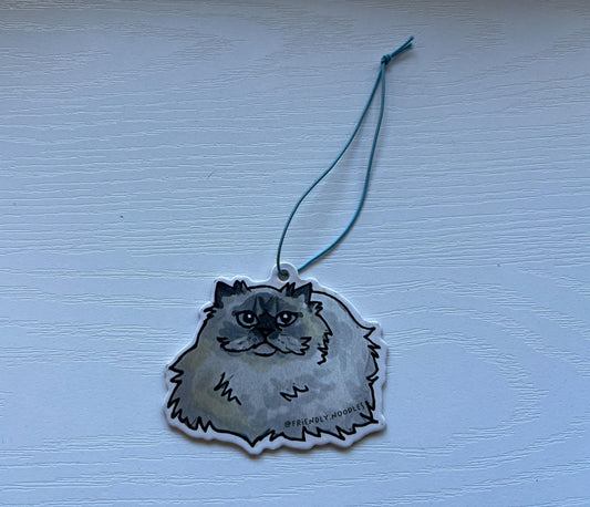 Haku Loaf air freshener, pumpkin spice scented, winter, fall, white cat, fluffy, persian, color point