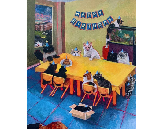 Cat Birthday Party Card